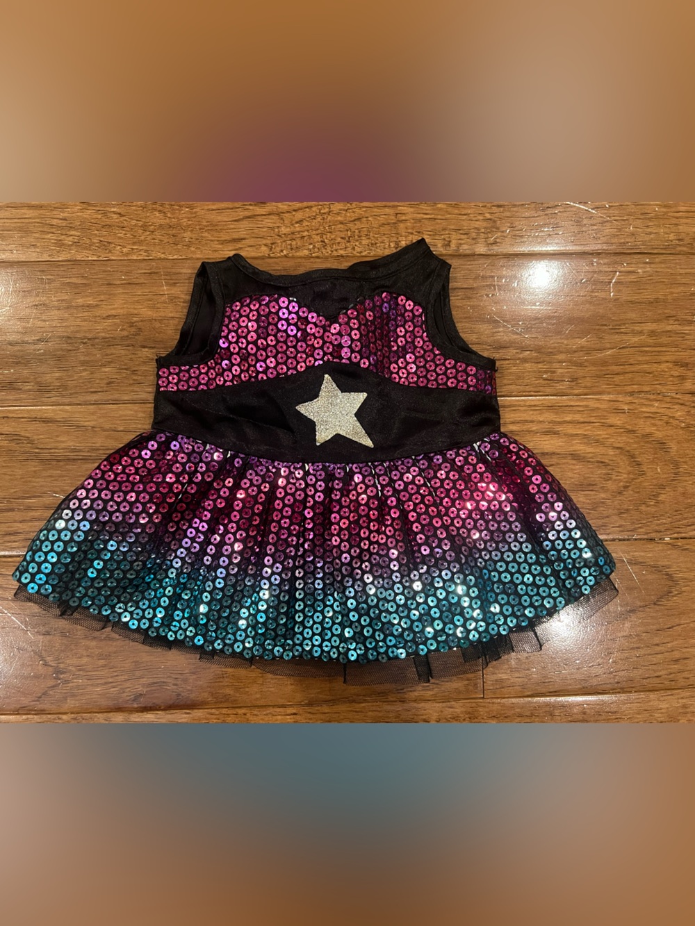 Build-A-Bear Sequin Ombre Dress Outfit - Pink & Teal & Black with Star